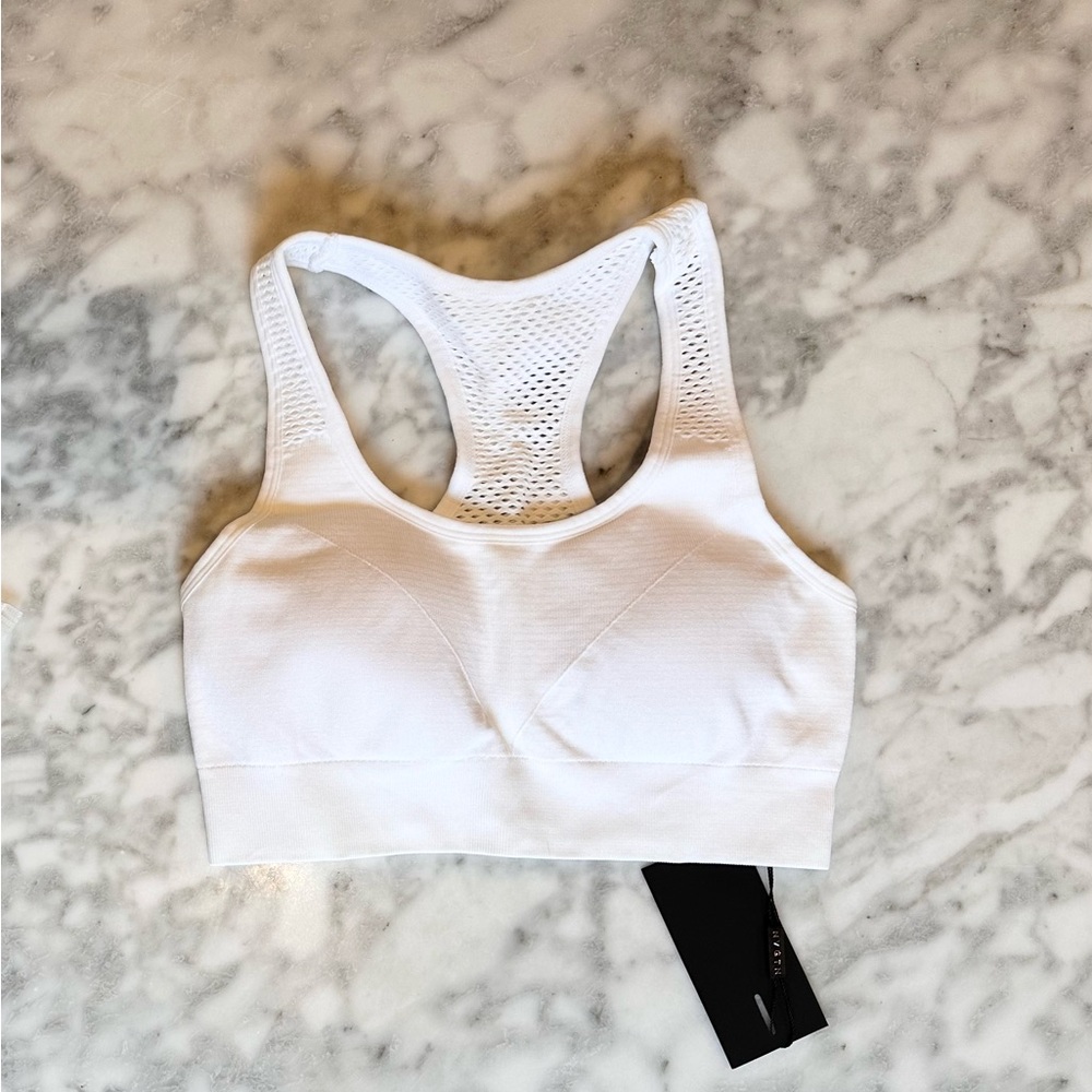 NVGTN White Racerback Mesh-Back Sports Bra